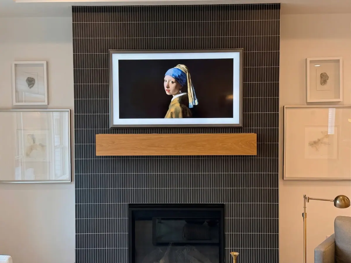 55-inch Samsung Frame on ceramic tile in Farmington
