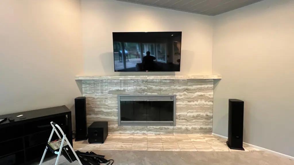 75 Inch Tv Plaster Modern Fireplace Minnetonka - The Mounting Man