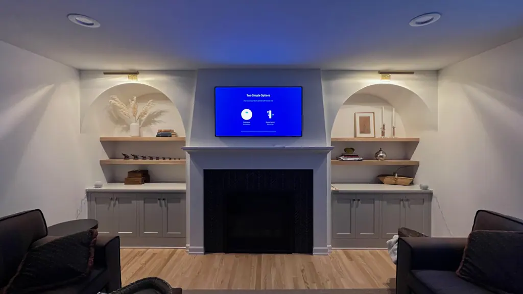 Custom Electrical Slope Compensating Tv Mount Fireplace Minnetonka - The Mounting Man