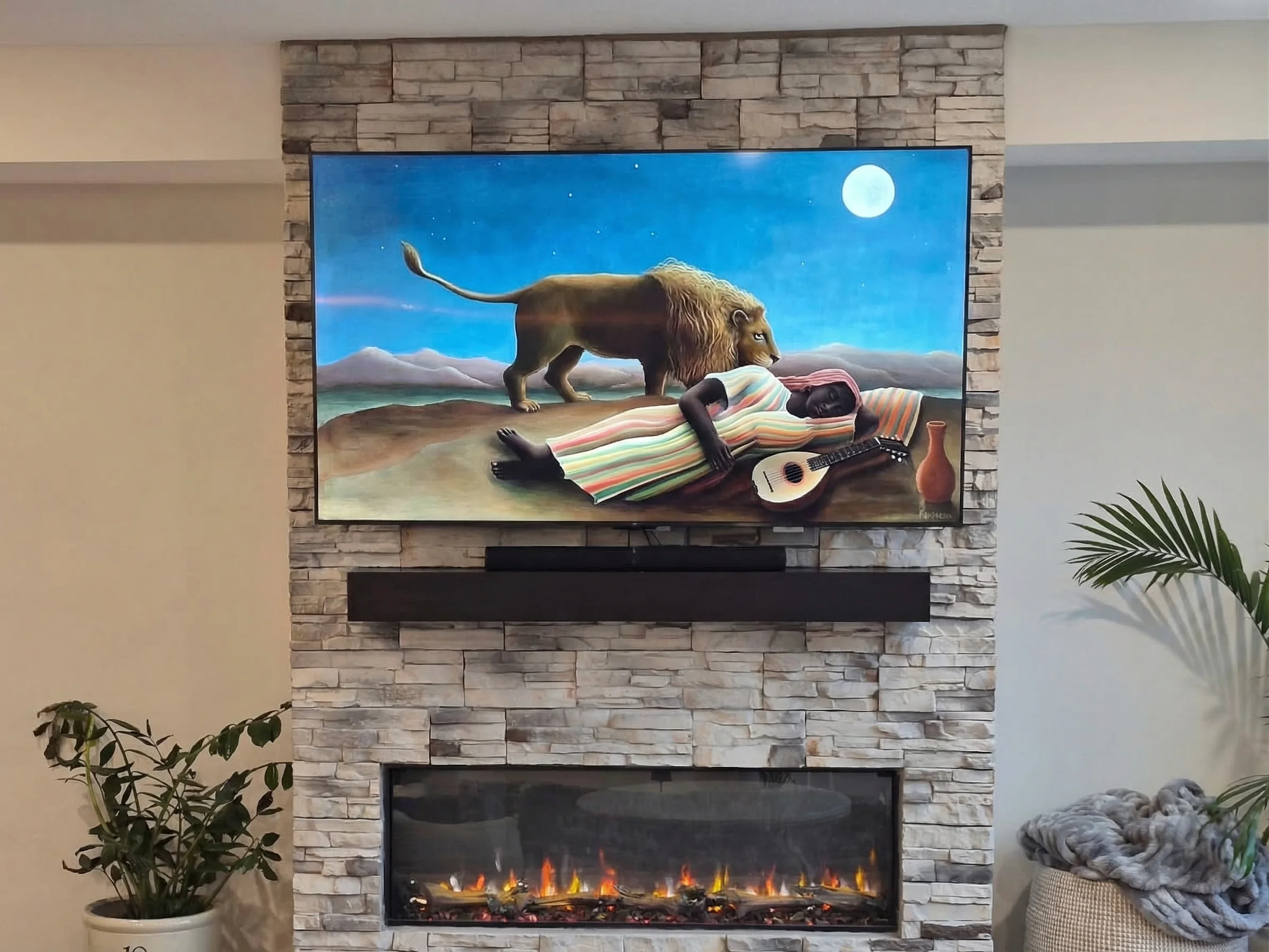 75"  TV installation in Cottage Grove
